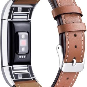 Fitbit Charge 2 Brown Stitch Leather Band
